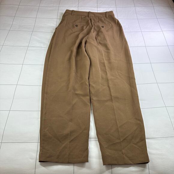 Madewell Pants Womens 8 Tall Brown Tan Pleated Tapered Leg Crepe High Rise Work - Picture 3 of 12